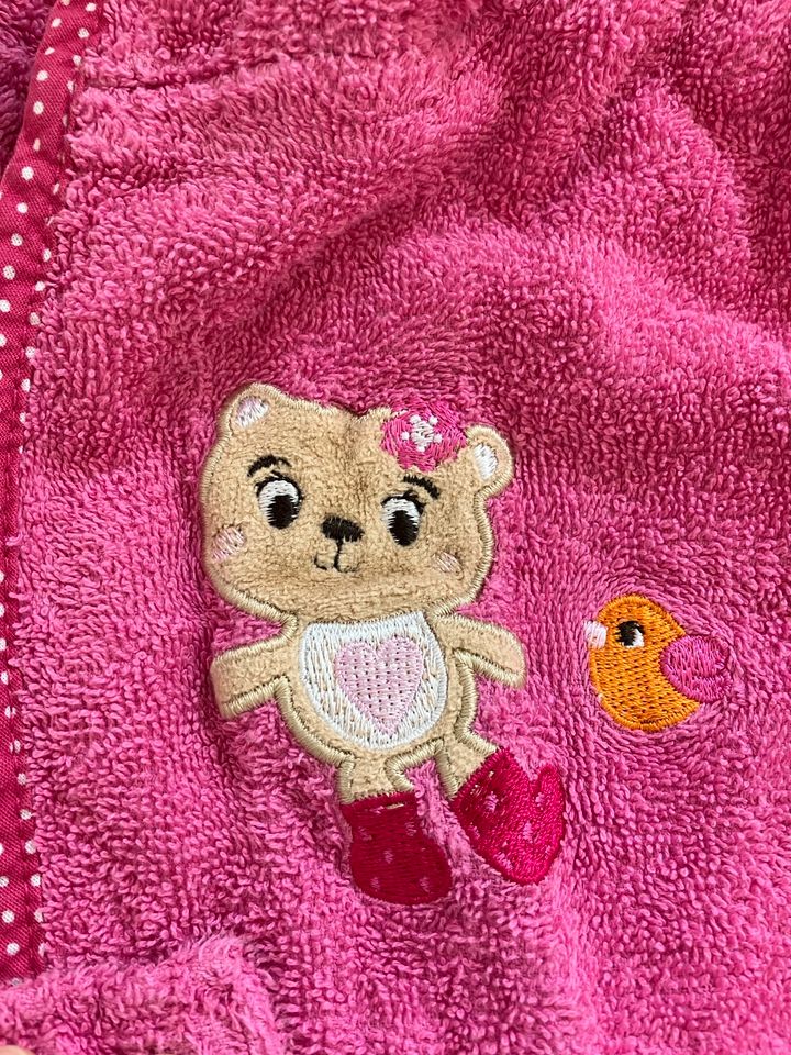 Pinker Bademantel Baby Teddybär und Vogel Größe 80 in Kaarst