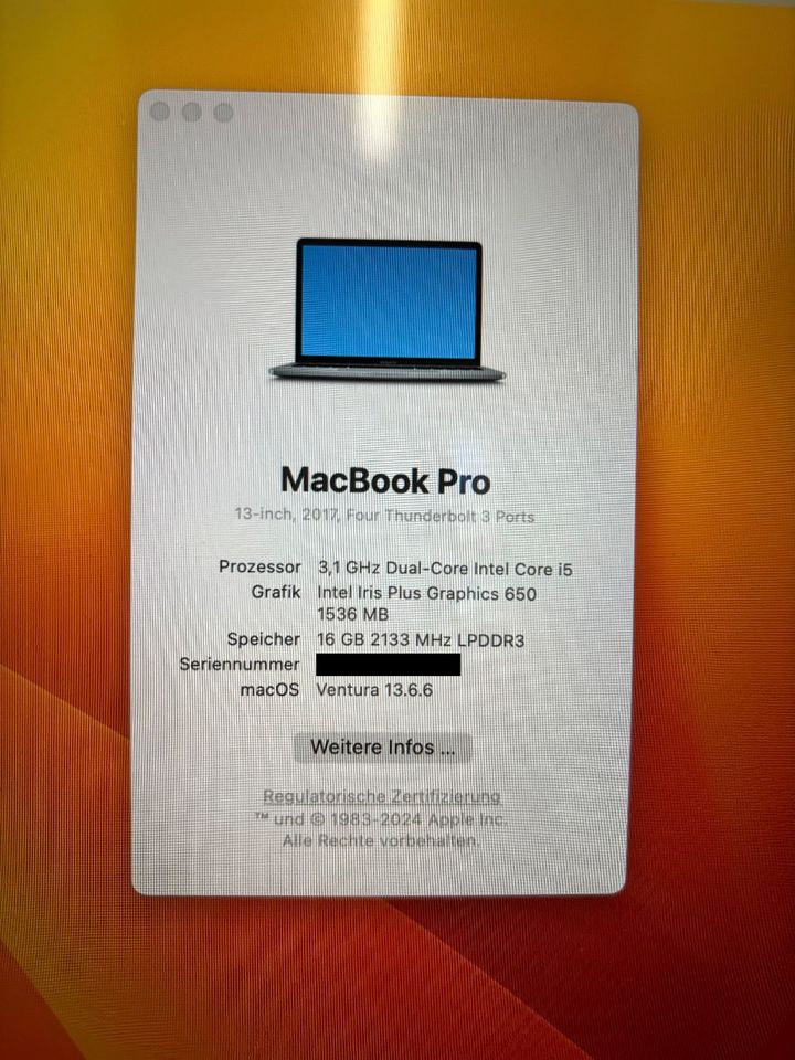 MacBook Pro 13“ 2017, 500GB SSD, 16GB RAM, i5 in Berlin