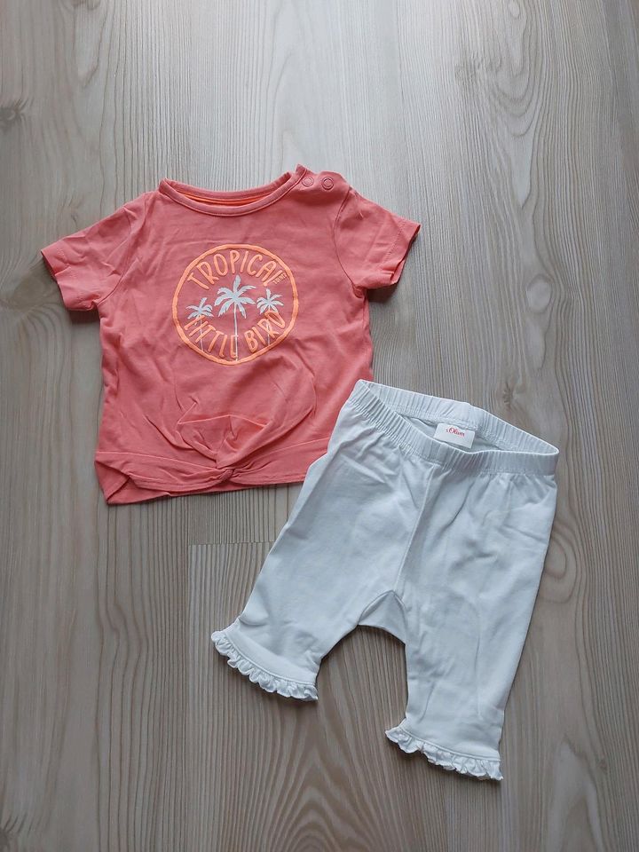 s.Oliver Set, T-Shirt (apricot) u. Capri Leggings (weiß) Gr. 62 in Burgrieden