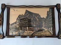 Altes Tablett mit sehr schöner Holzmalerei Strasbourg unter Glas Baden-Württemberg - Rheinstetten Vorschau