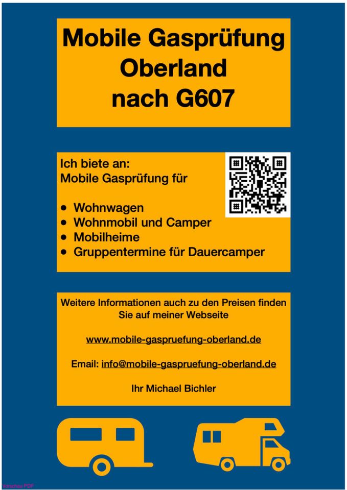 Mobile Gasprüfung im Oberland nach G607 in Waakirchen