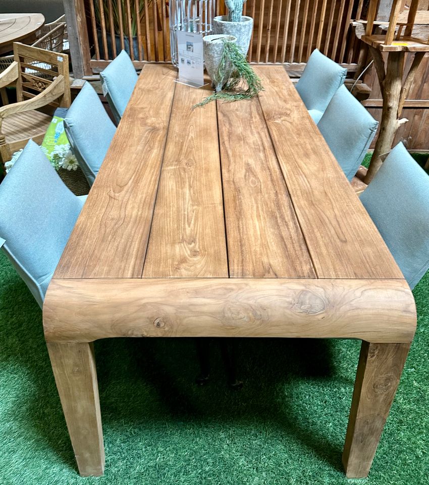 240 cm Gartentisch Teakholz mit Füßen NEU Teak Holz Massiv Gartenmöbel