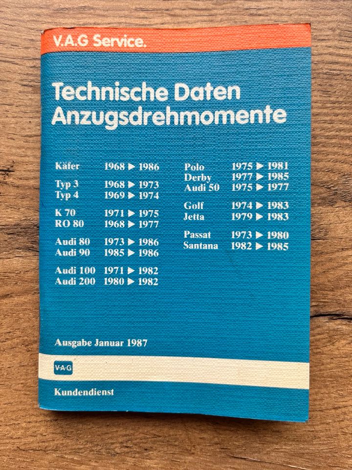 Vw Technische Daten Anzugsdrehmomente Käfer Audi 50 etc. in Uffenheim