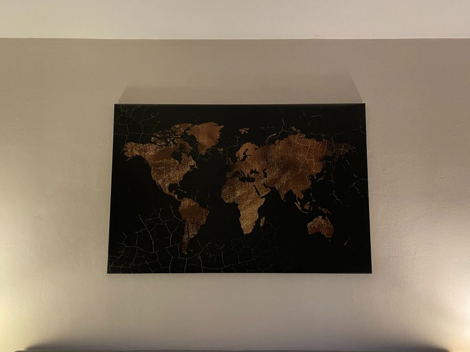 Leinwandbild – Weltkarte – Marmor Gold 120x80cm in Duisburg