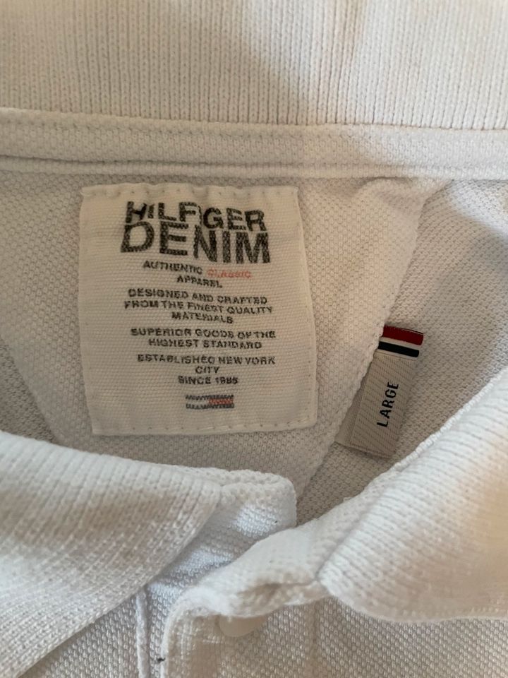 Hilfiger Denim Herren Polo weiß L in Ottweiler