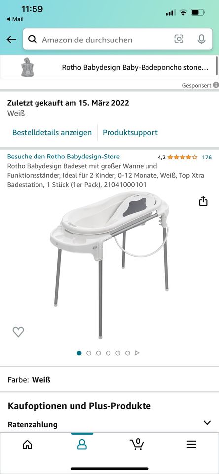 Rotho Babydesign Badeset I Zwillinge I XXL Badewanne & Gestell in Wellendingen