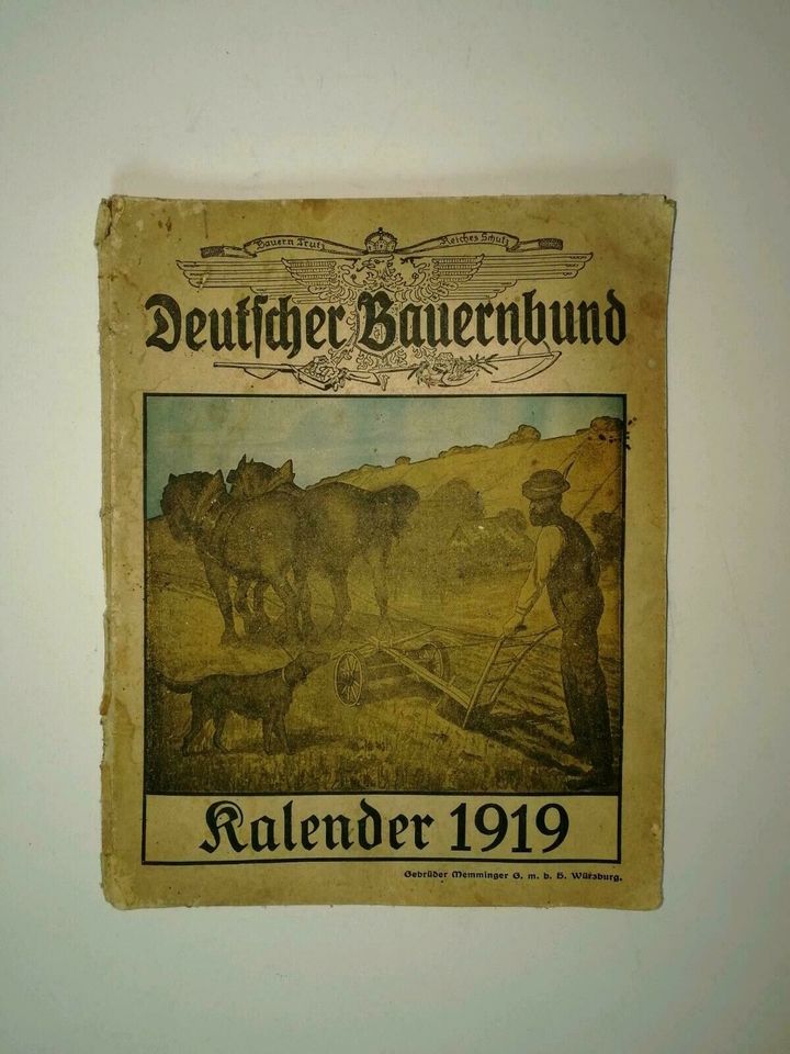 Deutscher Bauernbund Kalender 1919 1. Weltkrieg 64 Seiten in Luso