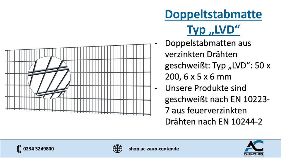 50m Set Doppelstabmattenzaun 1,2m Zaun Gitterzaun NR.56 in Bochum