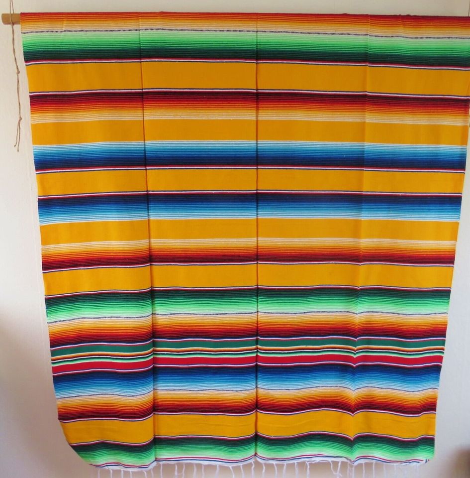 mexikanische Hippie Decke bunt gelb orange gewebt 225x150cm NEU in Windhausen