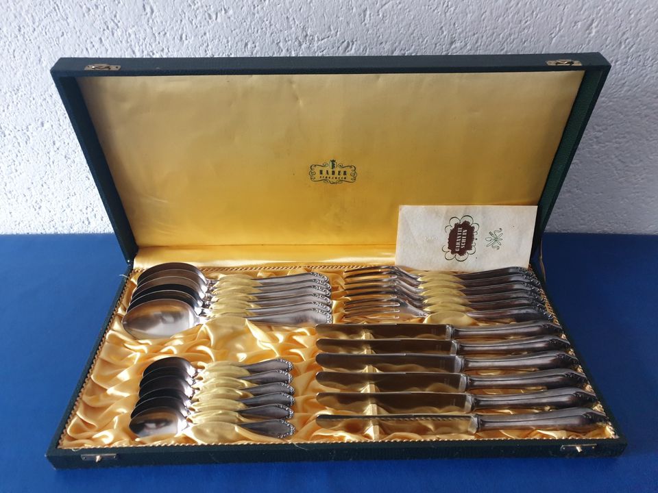Bader Silber Besteck Gabel Messer Löffel + Koffer Antik 24-tlg. in Peiting