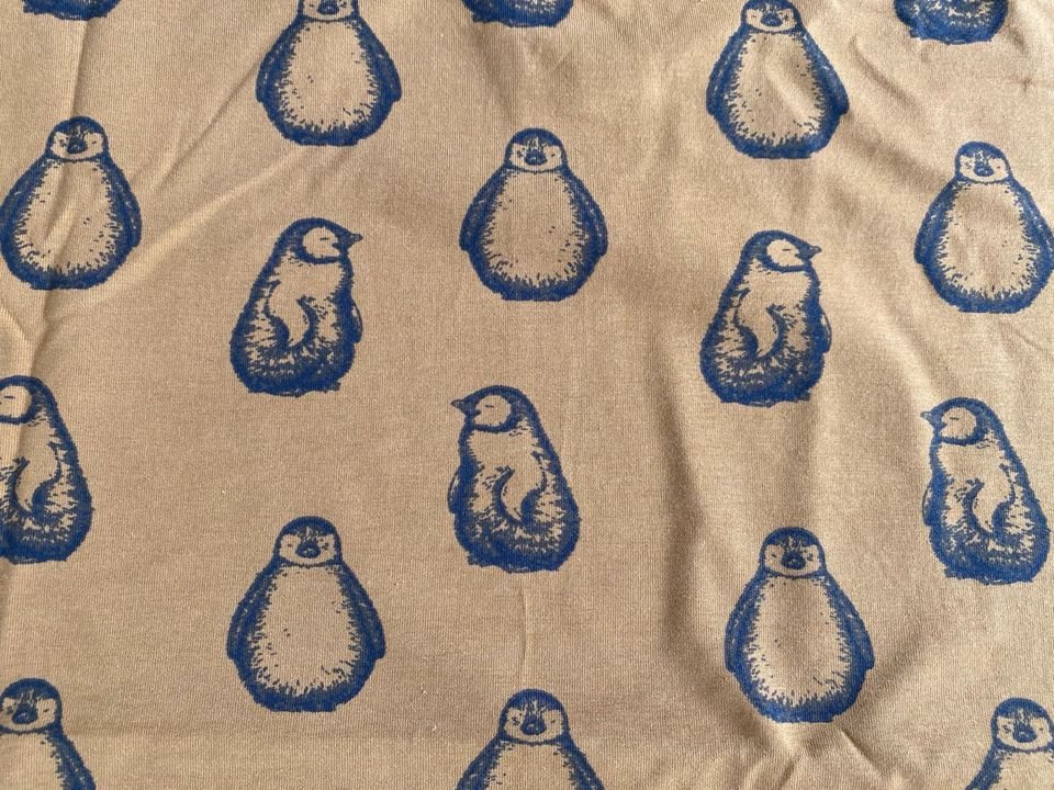 Jersey Stoff Stenzo Textiles Pinguin und passend Bündchen in gelb in Limburgerhof