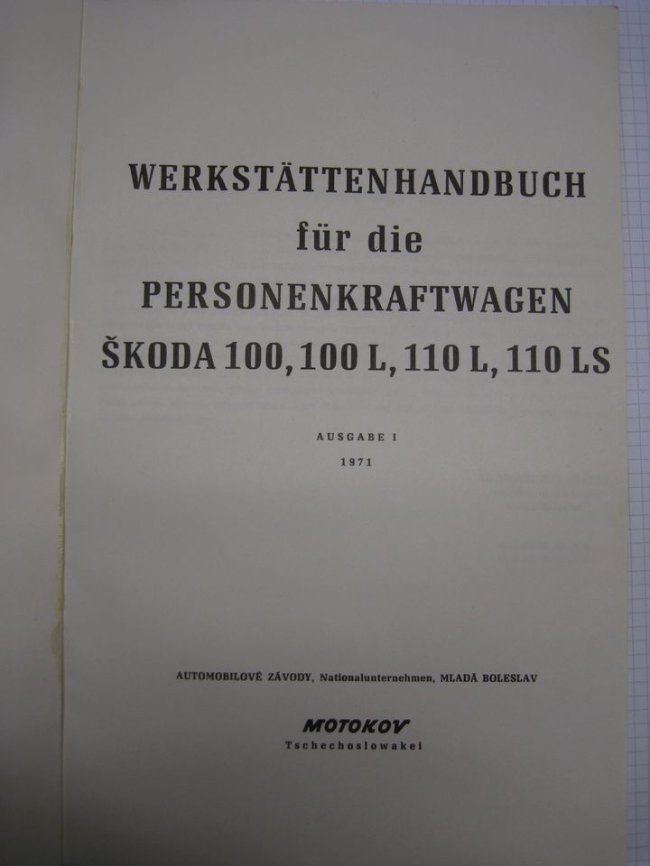 Reparaturhandbuch Skoda 100, 100 L, 110 L, 110 LS, Werkstattbuch in Mildenau