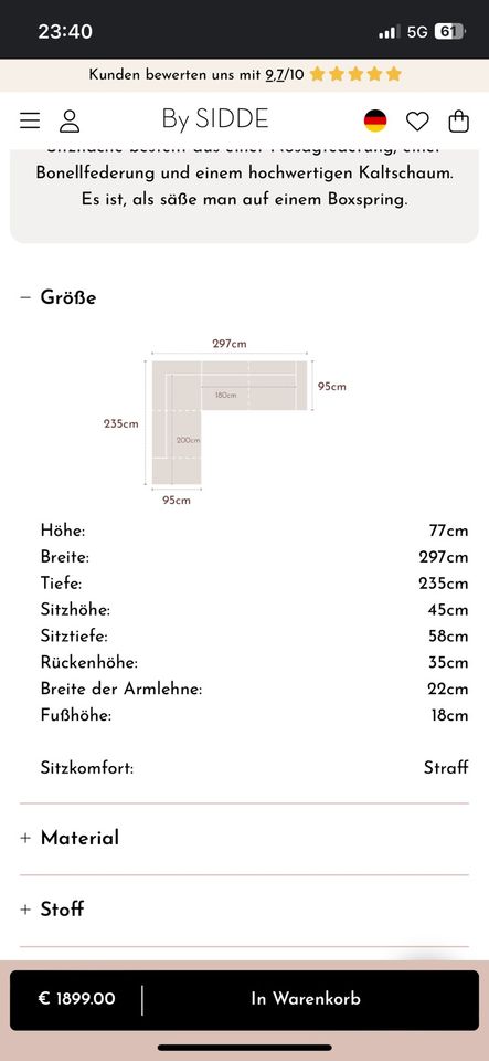 By Sidde Ecksofa Nord weiß beige in Gelsenkirchen