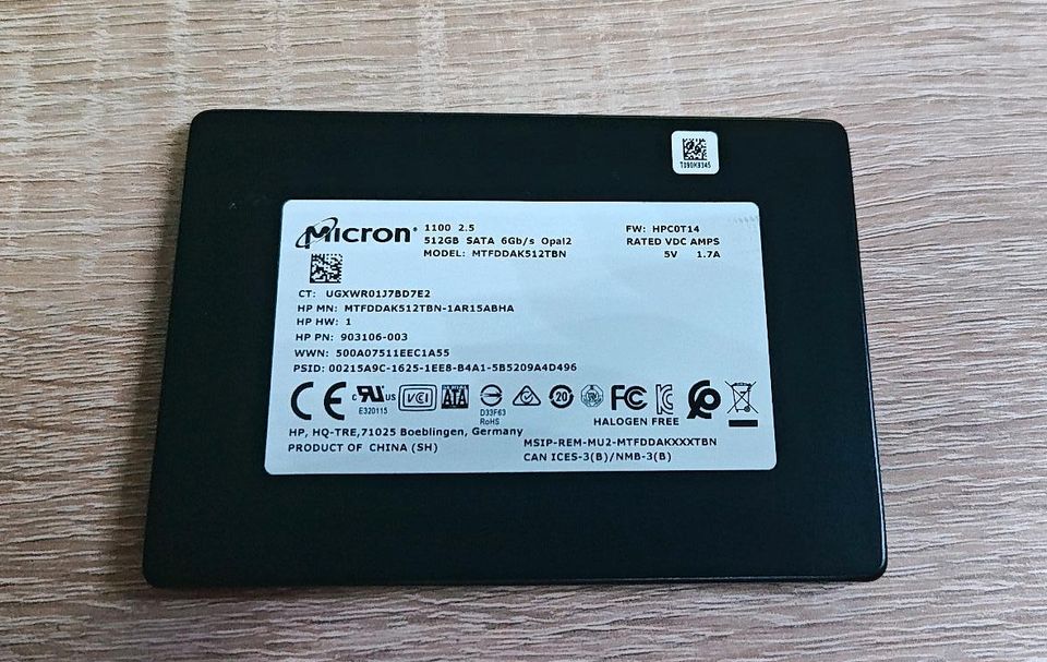 Micron 512GB SSD Festplatte mit Windows 10 Pro! in Meppen