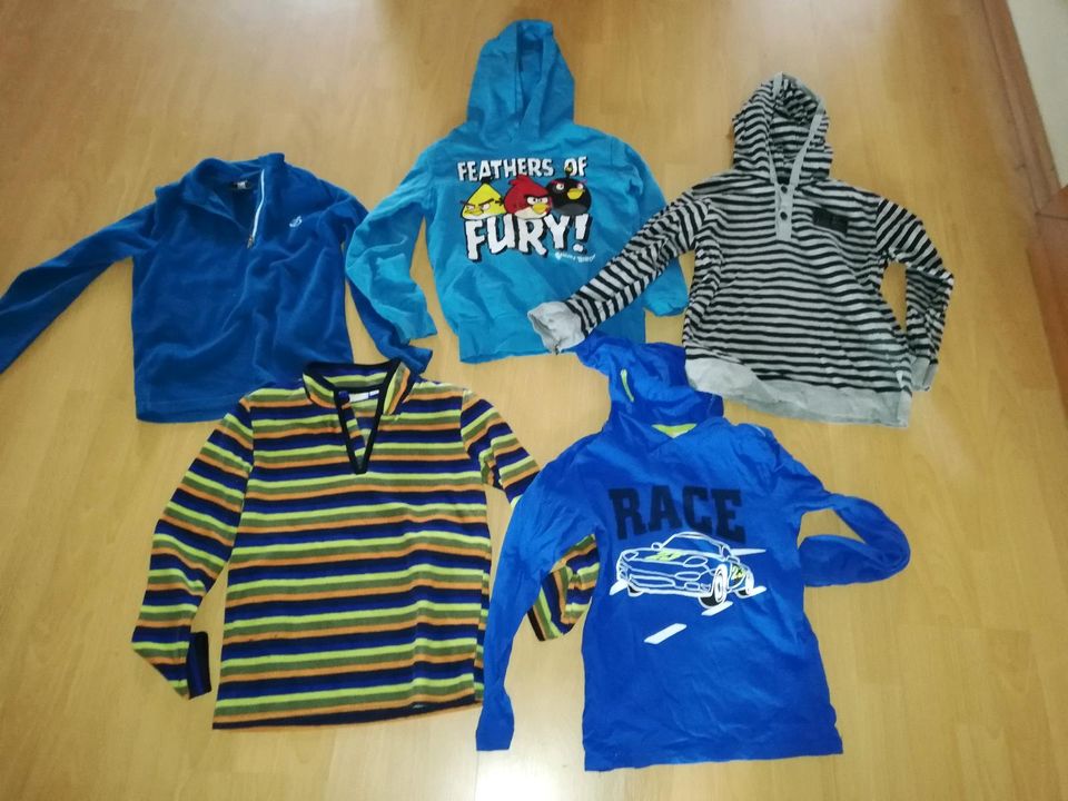 5 Shirts Paket langarm, Fleece, Junge, blau Gr. 134/ 140, in Tollwitz