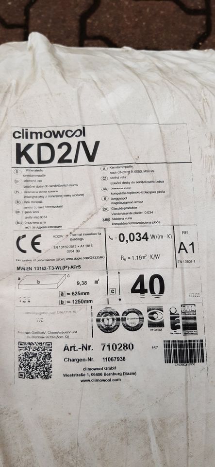 Climowool Kerndämmung KD2/V  WLG035 40mm Sonderposten in Haltern am See