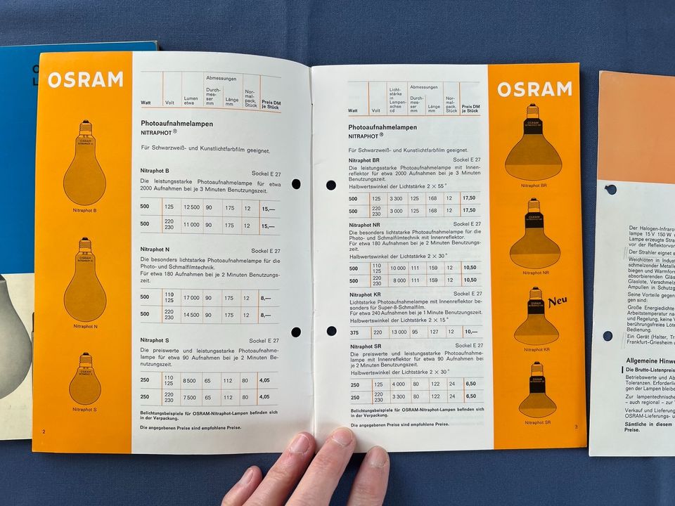 Heft AEG Osram Lichtquellen für Photo und Projektion 1966 in Bremen