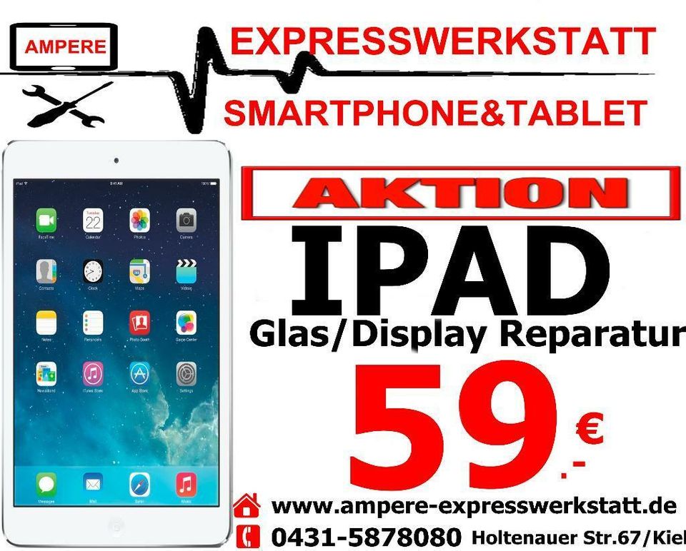 Apple iPad Glas, Touch Display Reparatur in Kiel