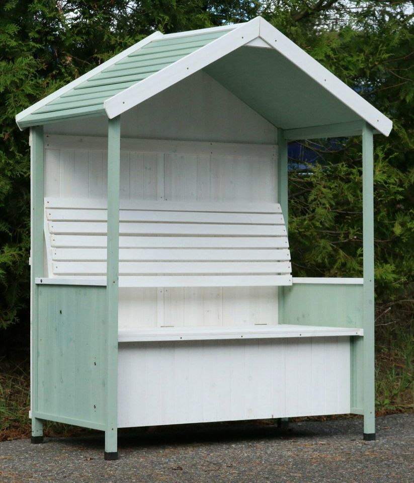 Garten Bank überdacht Gartenhaus Sitzbank Auflagenbox Rosenbank in Neumünster