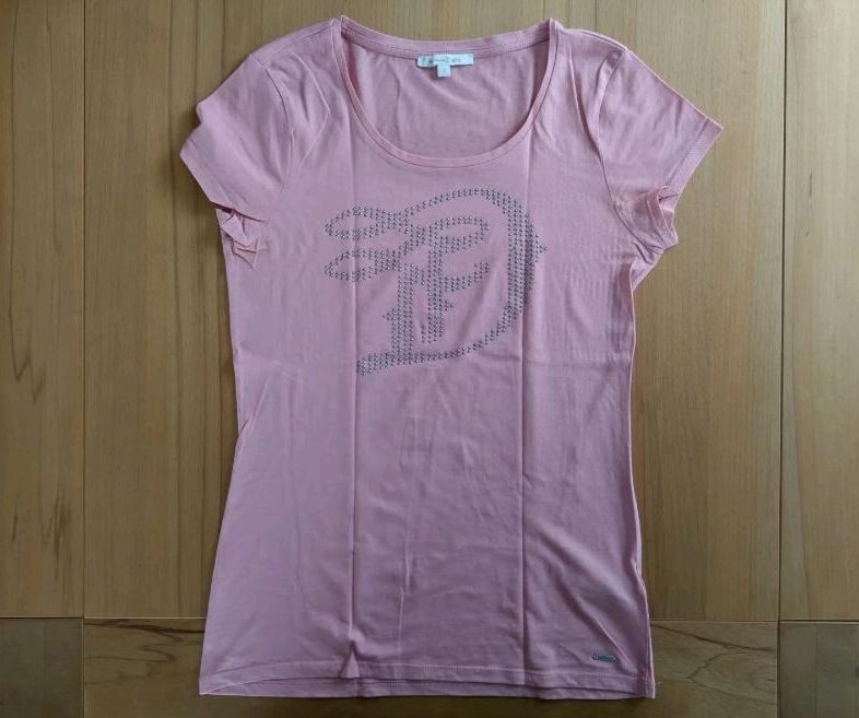 TOM TAILOR Denim Damen Shirt Gr. S rosa Logo aus Pailletten in Dortmund