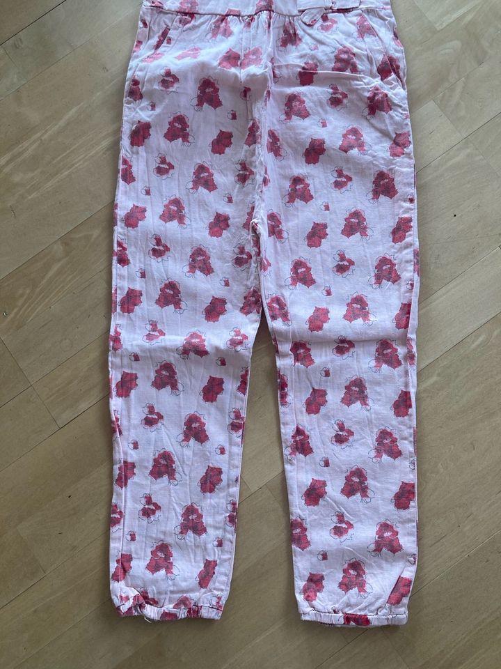 Steiff Jumpsuit Anzug Overall rosa/rote Blumen Gr.116 Leinen TOPP in Göppingen