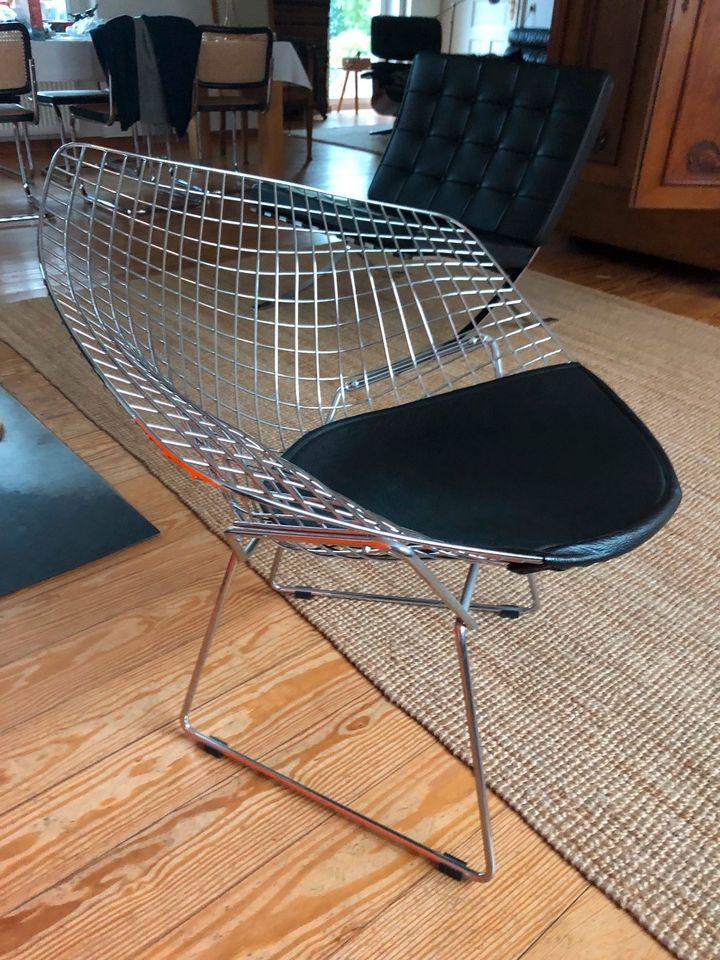 Bertoia Diamond Sessel Replika, Leder, verchrohmter Stahl, Italy in Hamburg