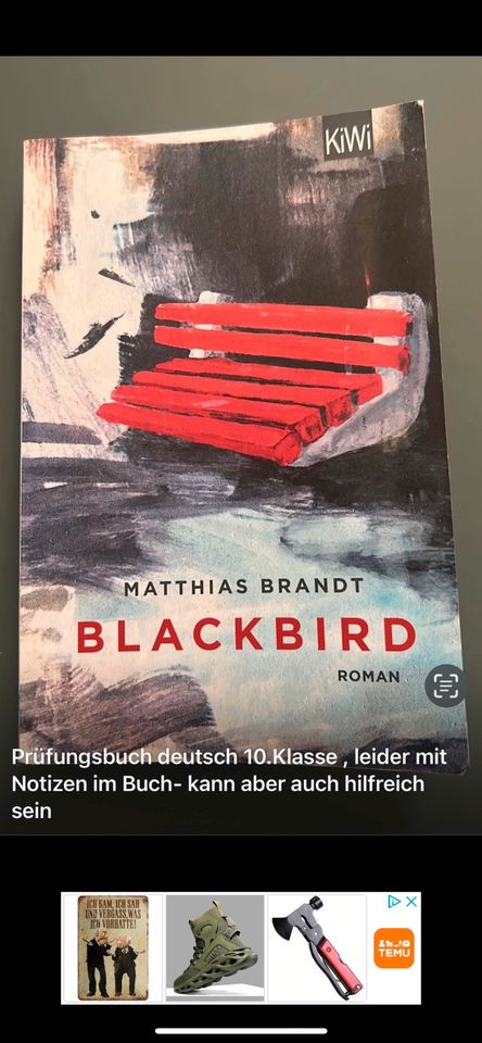 Blackbird von Matthias Brandt Roman in Kornwestheim