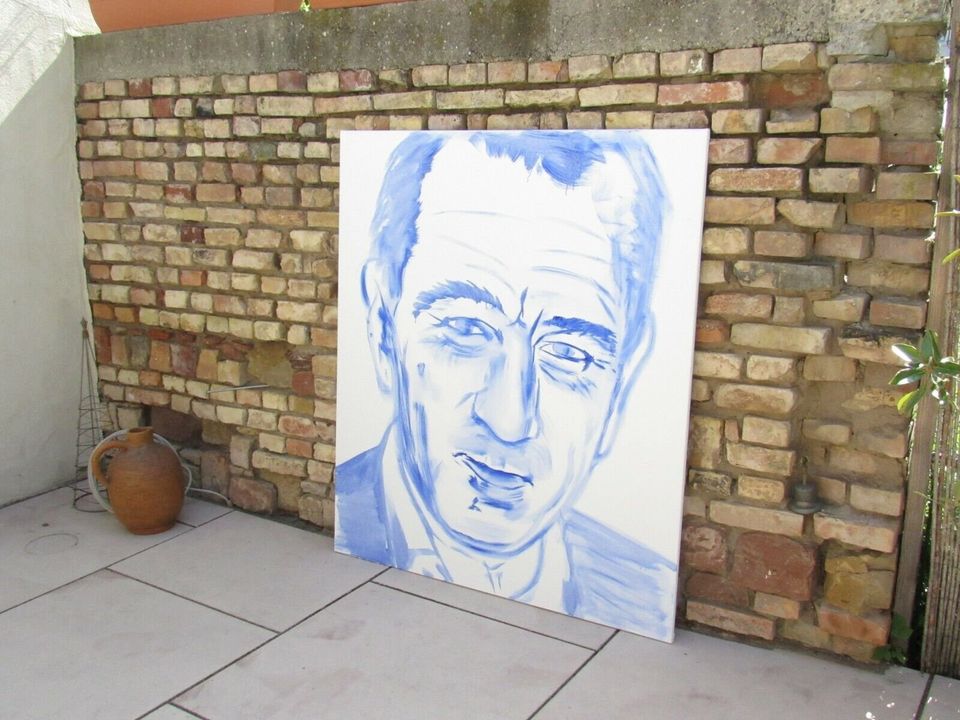 Porträt auf Leinwand Robert De Niro, blaue Monochromie in Neustadt an der Weinstraße