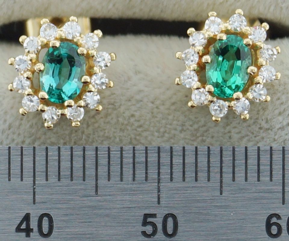 Ohrstecker Gold 750 Diamant Smaragd, Diamantohrstecker in Friedelsheim