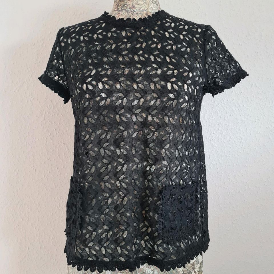 Shirt Bluse mit Ausbrenner 36/S schwarz Knopfleiste in Trier