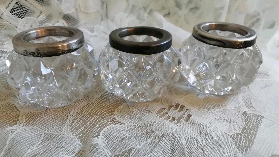 ❤️3x Alte Saliere Kristallglas Sterlingsilber Punze 925❤️ in Braunschweig