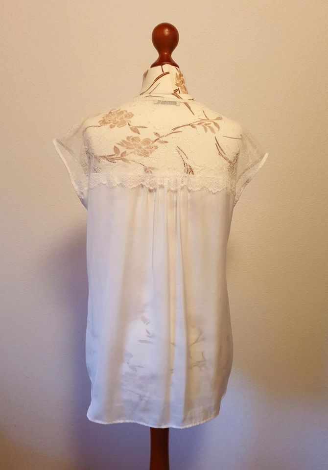 PROMOD Satin Shirt Bluse mit Spitze cremeweiß Gr.  38 in Berlin