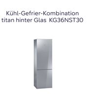 Kühl-Gefrier-Kombination titan hinter Glas KG-36 NST 30 Dresden - Seevorstadt-Ost/Großer Garten Vorschau