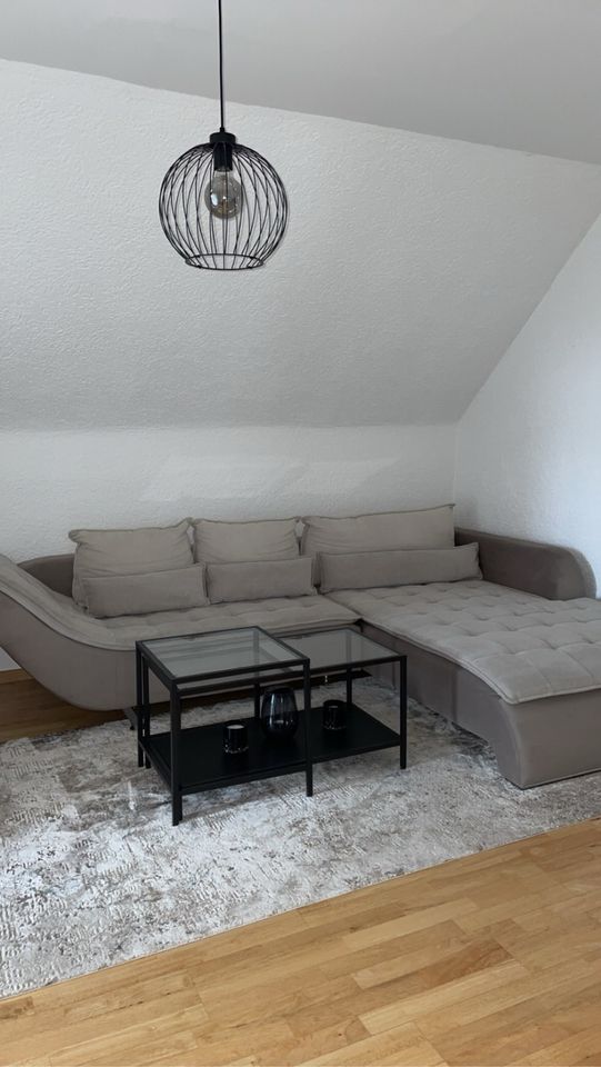 Ecksofa Taupe, Beige Webstoff/Samt in Hanau