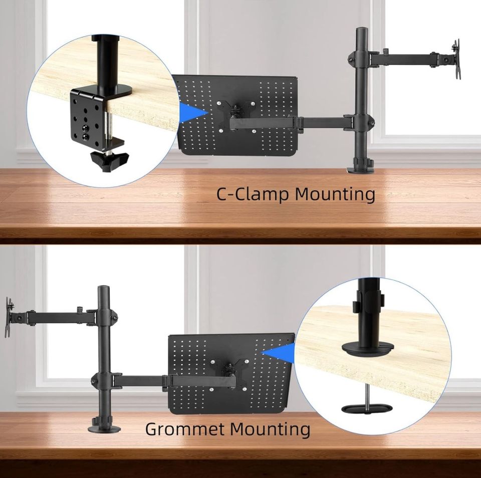 Monitor Arm mit Laptop Halterung, Dual Monitor Halterung in Wuppertal