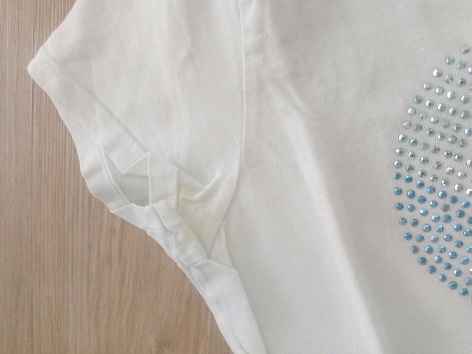 T-Shirt Glitzersteine weiß mit buntem Herz XS in Landshut