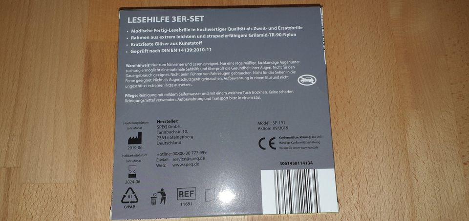 3er - Set  Lesehilfe / Lesebrillen 1,5 in Üchtelhausen