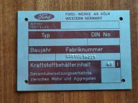 Typenschild Ford Transit aus 1978 TSF Feuerwehr Rheinland-Pfalz - Neustadt an der Weinstraße Vorschau