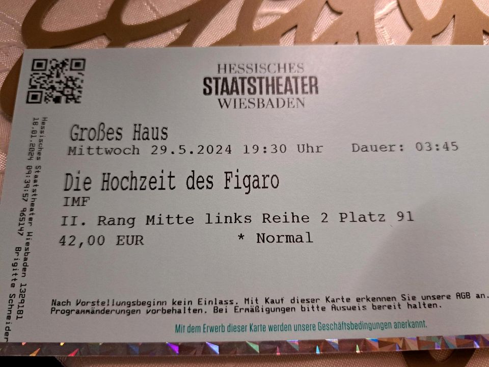 2 Stück Karten fürs Hessische Staatstheater in Mainz