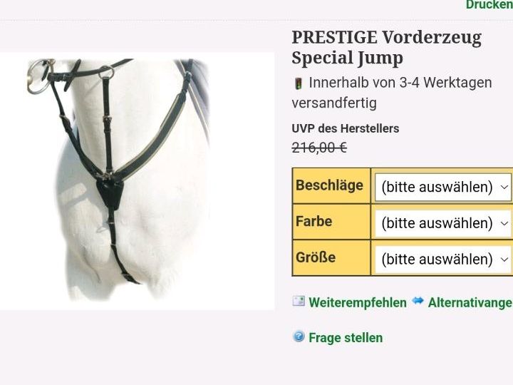 Prestige Vorderzeug Special Jump elastisch Gr. VB/WB in Deggendorf
