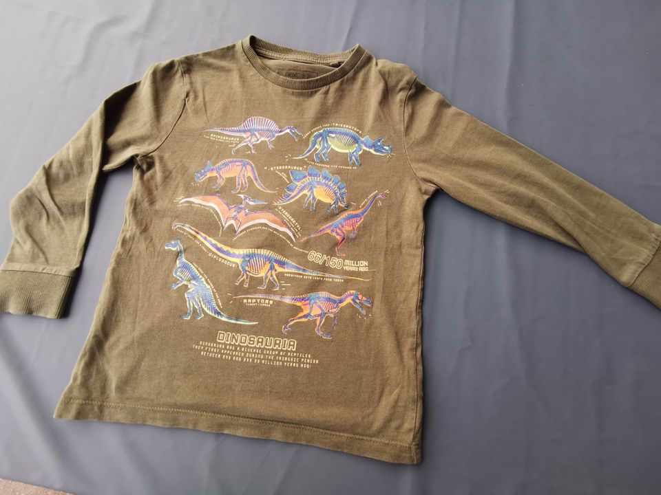 NEU- vorgewaschen NEXT LA -Shirt Dinosaurier 116 Khaki,bunt in Karlstein