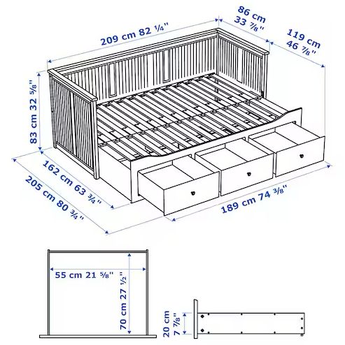 160 x 200mm IKEA Hemnes Bett inkl. Matratzen Holz weiß Tagesbett in Hamburg