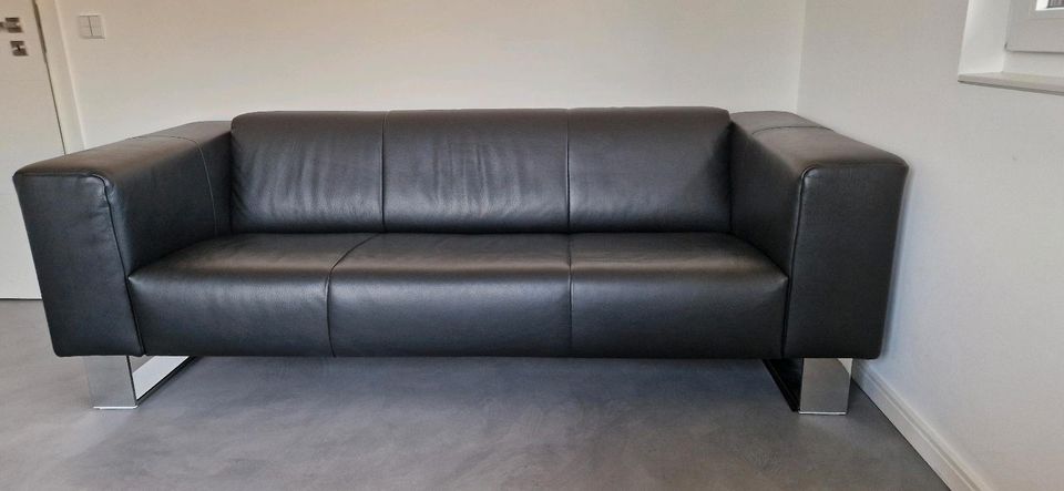 Rolf Benz 3 Sitzer mit Hocker Leder Couch Sofa in Hatzenbühl