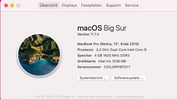 MacBook Pro 13 Zoll 2013 als Desktop-Ersatz (defekter Bildschirm) in Köln