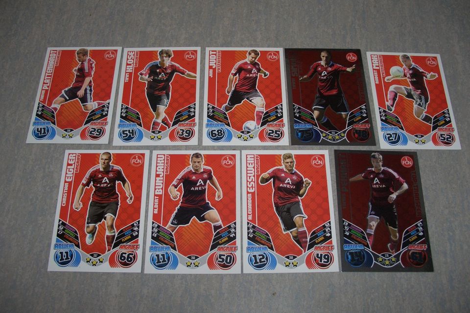 Topps Match Attax 1. FC Nürnberg 2011/2012  9 verschiedene Sammel in Eschborn