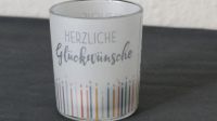 Teelicht-Glas klein. mit Dekor schön mit "Herzliche Glückwünsche" Baden-Württemberg - Ludwigsburg Vorschau