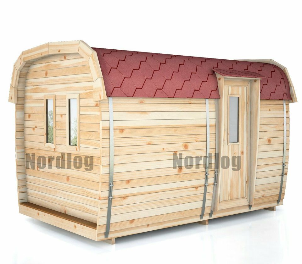 LUXURY NordLog SAUNA BUS 2,3 x 3,5m /Eckbänke/ GARTENSAUNA in Weil der Stadt