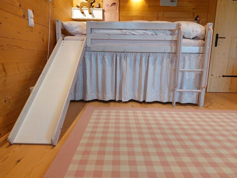 Mädchen-Hochbett mit Rutsche 90×190 cm in Söchtenau