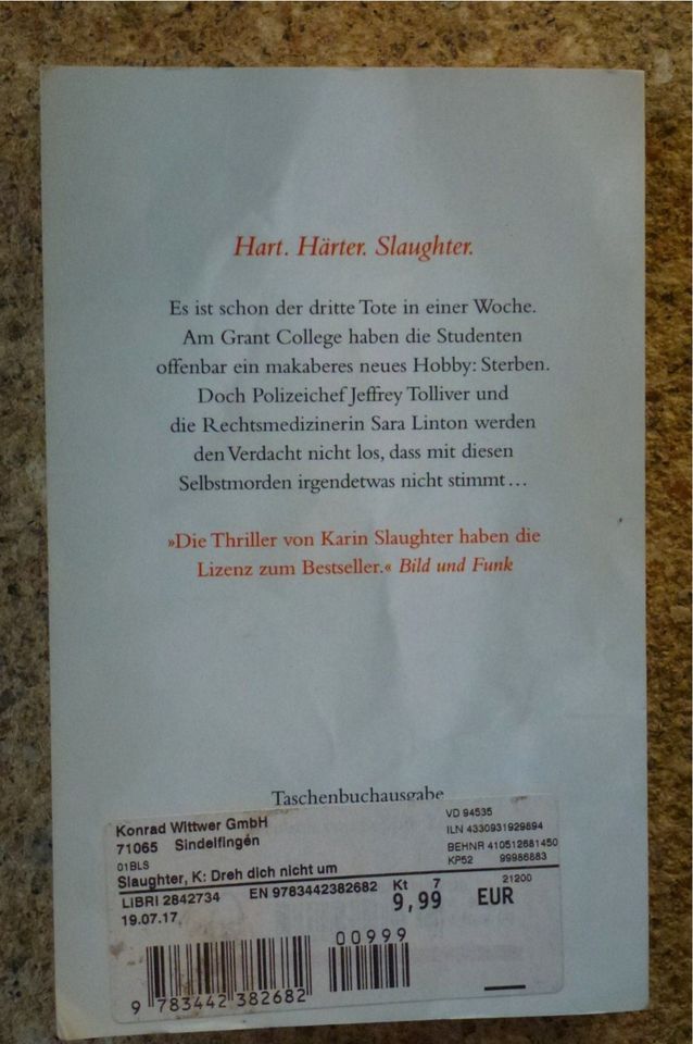 Dreh dich nicht um Karin Slaughter Thriller in Waldenbuch