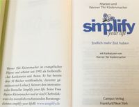 Buch „simplify your life“ von Marion und Werner Tiki Küstenmacher Bayern - Gangkofen Vorschau